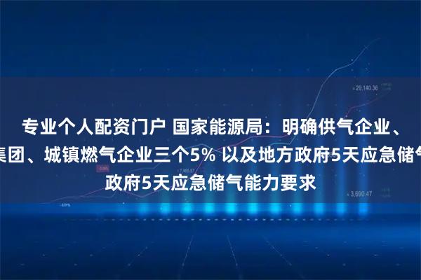 专业个人配资门户 国家能源局：明确供气企业、国家管网集团、城镇燃气企业三个5% 以及地方政府5天应急储气能力要求